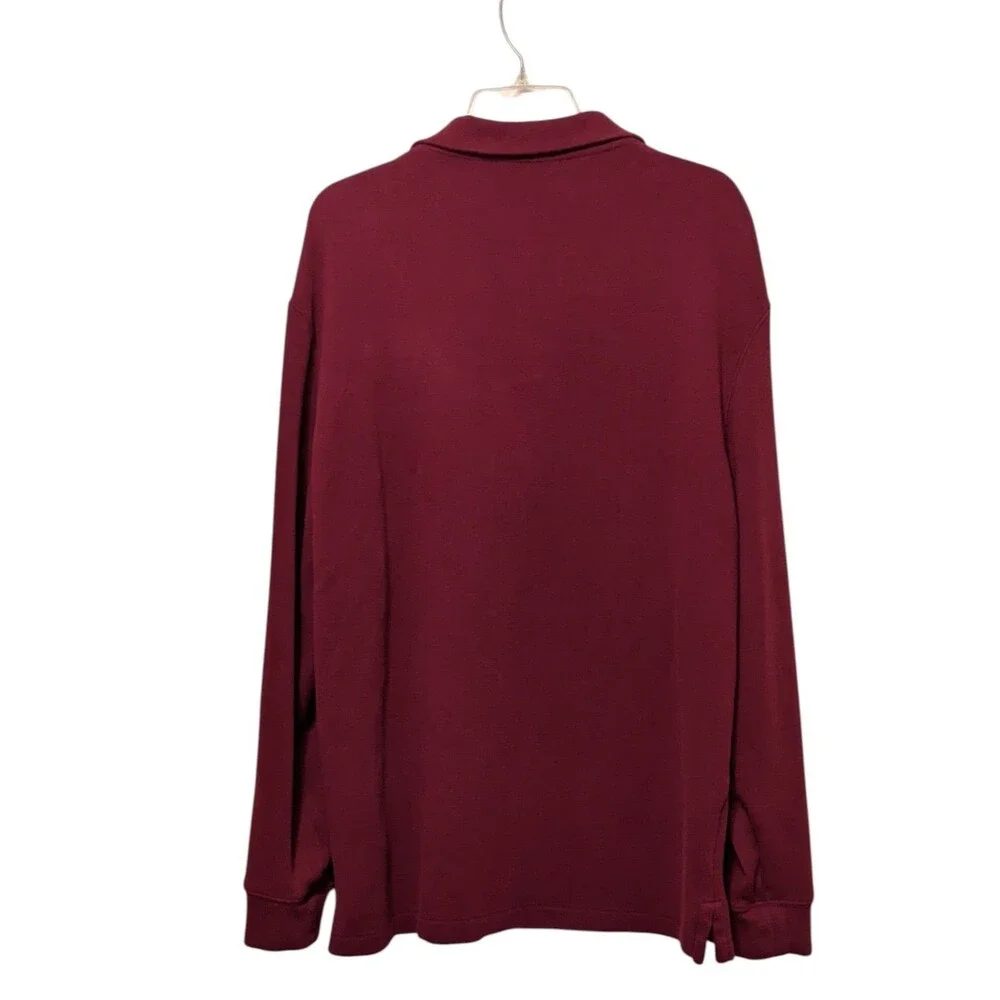 POLO RALPH LAUREN Men Quarter Zip Cotton Knit Shirt Maroon XL